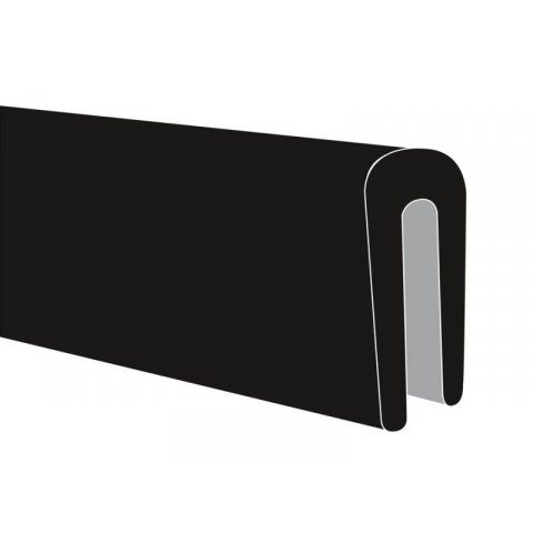 Soft-PVC edge-protector U-channel strips for th=0.8-1.2 mm, w=7.0 mm, black, 50 m