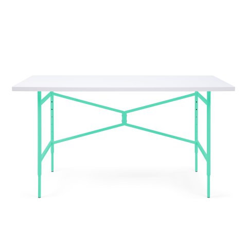 Modulor Tavolo X per bambini, verde malachite Pannello in melamina bianco, bordo bianco, 25x680x1200 mm