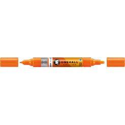 Molotow rotulador acrílico One4all Twin, Ancho de línea 1,5/4 mm, fluorescente naranja neón. (218)