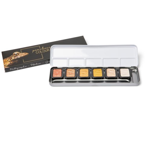 Finetec Aquarellfarbe Set Metals, opak, 6 Perlglanzfarben