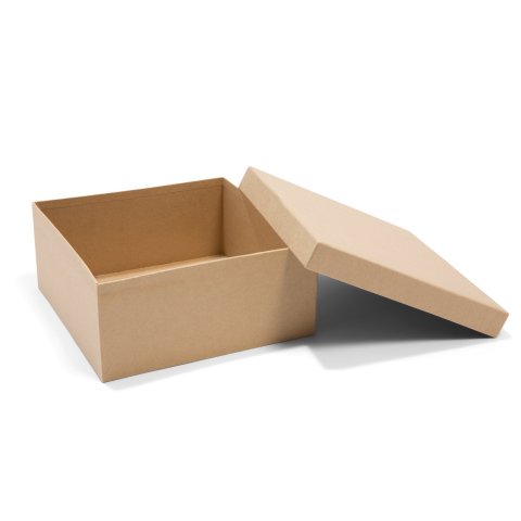 Caja cuadrada de cartón marrón crudo 90 x 205 x 205 mm