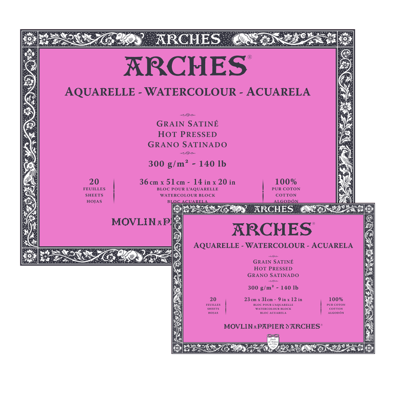 Arches watercolor block satin natural white, 100 % CO