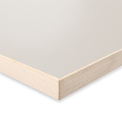 Modulor Linoleum-Tischplatte mit Eichenkante 27 mm, 800 x 1600 mm, lichtgrau 4176