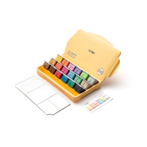 Himi estuche de témperas de gel Metálico, 18x30 g (vaso), en caja de plástico amarilla