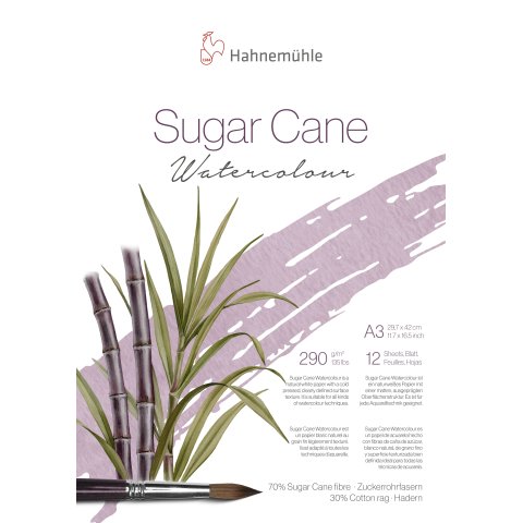 Hahnemühle Aquarellblock Sugar Cane, 290 g/m² 297 x 420 mm, DIN A3, 12 Blatt, matt