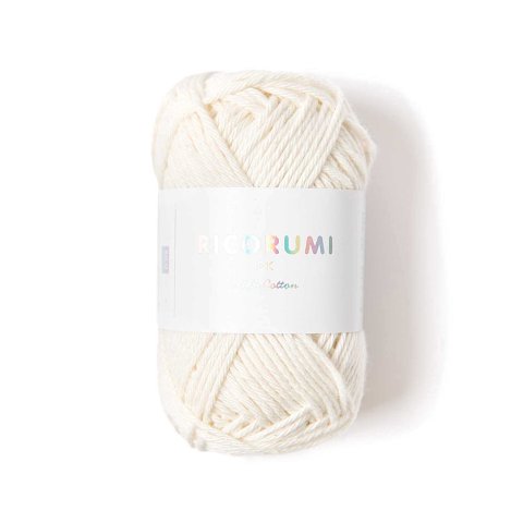 Ricorumi, gomitolo di lana DK 25 g = 57,5 m, 100 % cotone, 002, crema