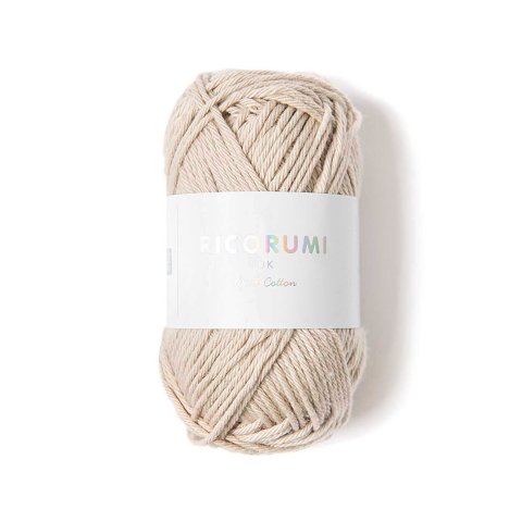 Ricorumi, ovillo de lana DK 25 g = 57,5 m, 100 % algodón, 051, masilla
