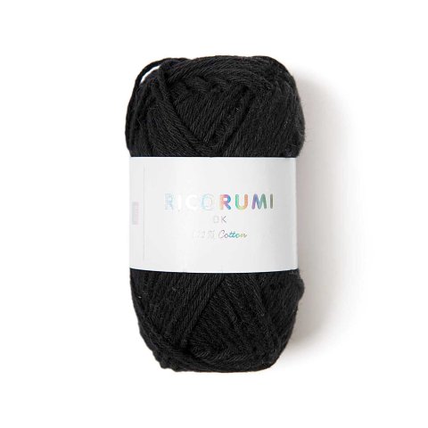 Ricorumi, Wolle DK Knäuel 25 g = 57,5 m, 100 % Baumwolle, 060, schwarz