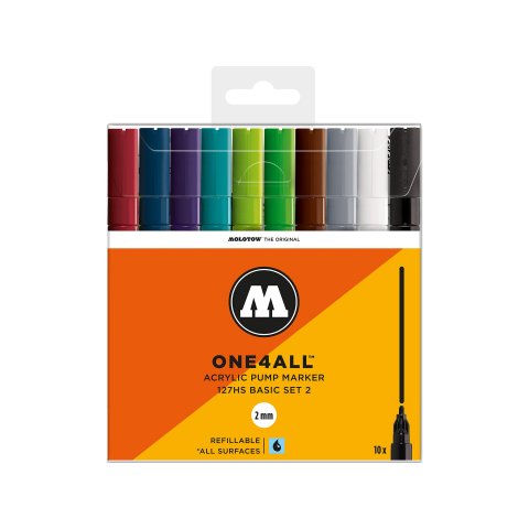 Molotow paint marker One4all 127HS, set of 10 Basic 2, (451)