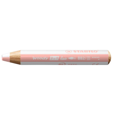 Stabilo woody 3 in 1 duo Stift mit zweifarbiger Mine, weiss/apricot
