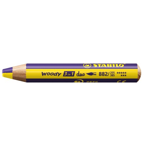 Stabilo woody 3 in 1 duo Stift mit zweifarbiger Mine, gelb/violett
