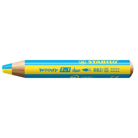 Stabilo woody 3 in 1 duo Stift mit zweifarbiger Mine, gelb/cyanblau