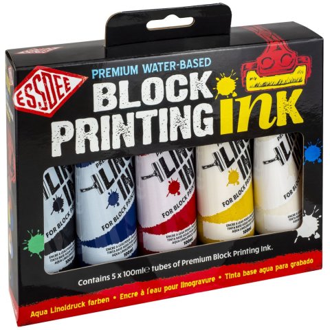 Essdee inchiostro per lino, set a base d'acqua, 5 x 100 ml, colori di base
