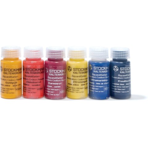 Stockmar watercolour paint, set standard set of 6, (01/02/04/05/10/18), each 20 ml