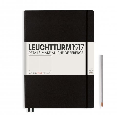 Leuchtturm copertina hardcover del quaderno A4 +, Master Slim, bianco, 121 pagine, nero