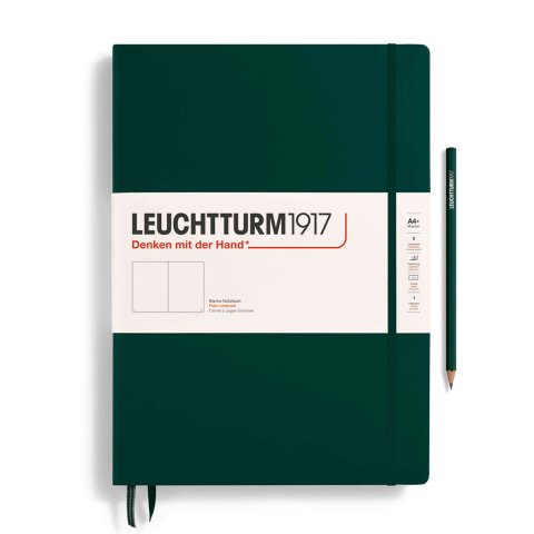 Leuchtturm Cuaderno de capa dura A4+, Master Slim, en blanco, 123 p., verde bosque