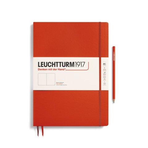 Leuchtturm Cuaderno de capa dura A4+, Master Slim, en blanco, 123 páginas, rojo zorro