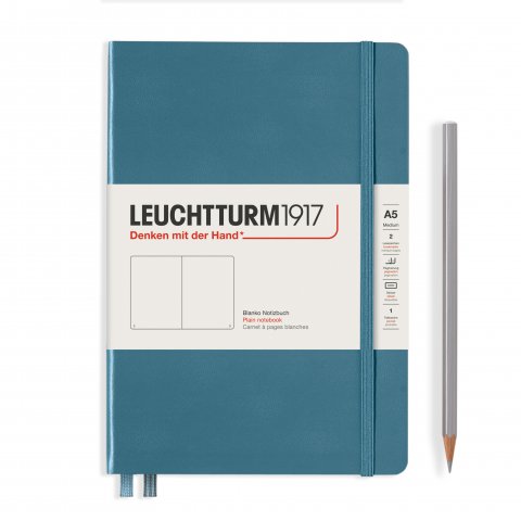 Leuchtturm Notizbuch Hardcover A5, Medium, blanko, 251 Seiten, stone blue