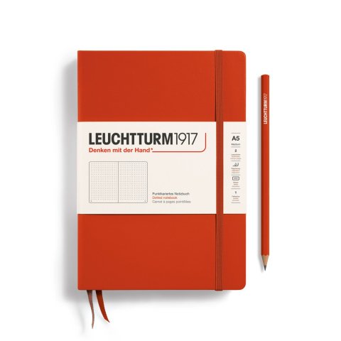 Leuchtturm Notizbuch Hardcover A5, Medium, punktkariert, 251 Seiten, fox red