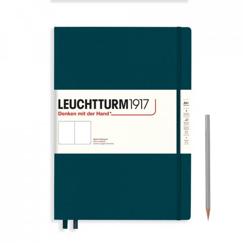 Leuchtturm Cuaderno de capa dura A4+, Master Classic, en blanco, 235 p., verde pacífico