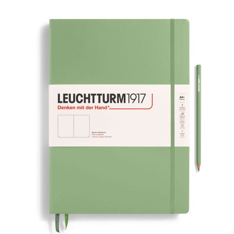 Leuchtturm copertina hardcover del quaderno A4+, Master Classic, bianco, 235 p., salvia