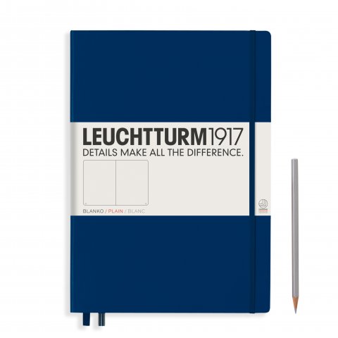 Leuchtturm copertina hardcover del quaderno A4+, Master Classic, bianco, 235 pagine, blu