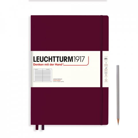Leuchtturm Cuaderno de capa dura A4+, Master Classic, rayado, 235 páginas, rojo puerto
