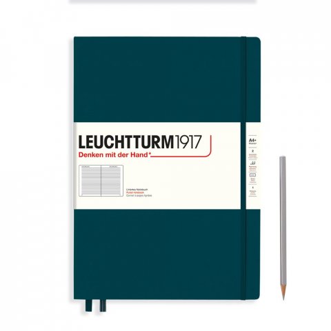 Leuchtturm Cuaderno de capa dura A4+, Master Classic, rayado, 235 p. verde pacífico