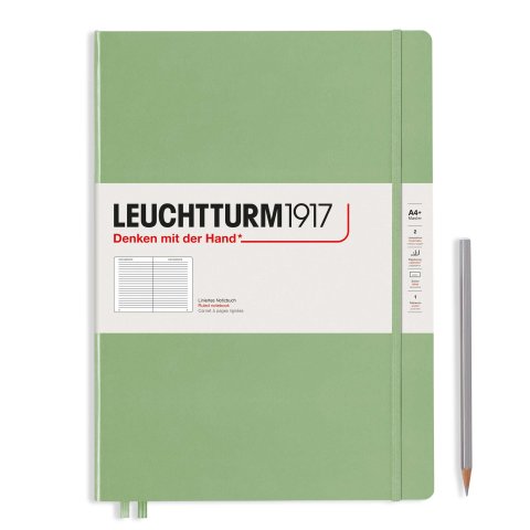 Leuchtturm Cuaderno de capa dura A4+, Master Classic, rayado, 235 páginas, salvia