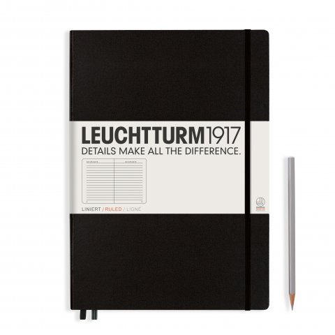 Leuchtturm Cuaderno de capa dura A4+, Master Classic, rayado, 235 páginas, negro