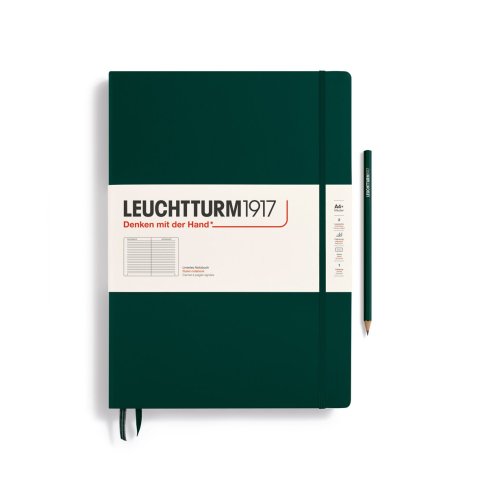 Leuchtturm Cuaderno de capa dura A4+, Master Classic, rayado, 235 p. verde bosque