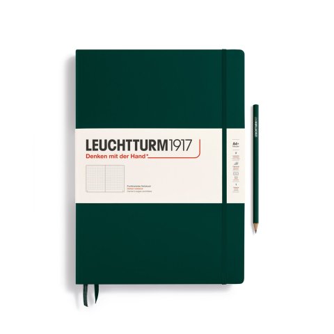Leuchtturm notebook hardcover A4+, Master Slim, dot-checked, 123p.,forest green