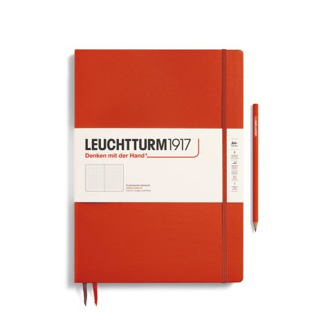 Leuchtturm Cuaderno de capa dura A4+, Master Slim, punteado, 123 p., rojo zorro