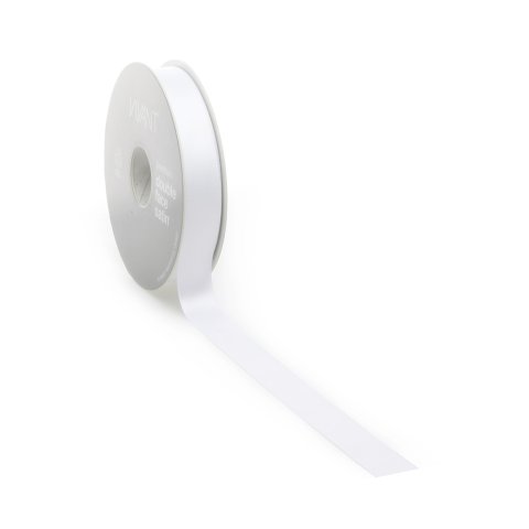 Double sided satin ribbon glossy, w = 16 mm, l = 5 m, white