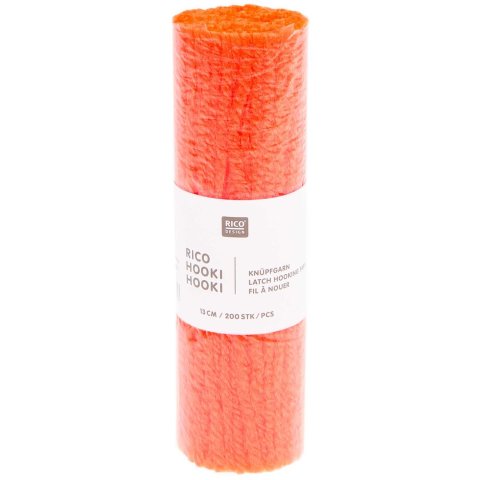 Hilo para anudar Hooki Hooki 13 cm, 200 piezas, 70 % acrílico, 30 % poliéster, naranja neón