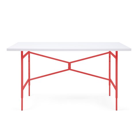 Tavolo Modulor X per bambini, rosso puro Pannello in melamina bianco, bordo bianco, 25x680x1200 mm