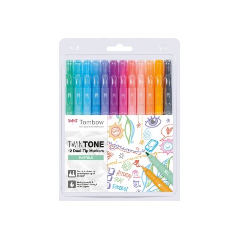Tombow Twin Tones set Set of 12 pens, Pastels