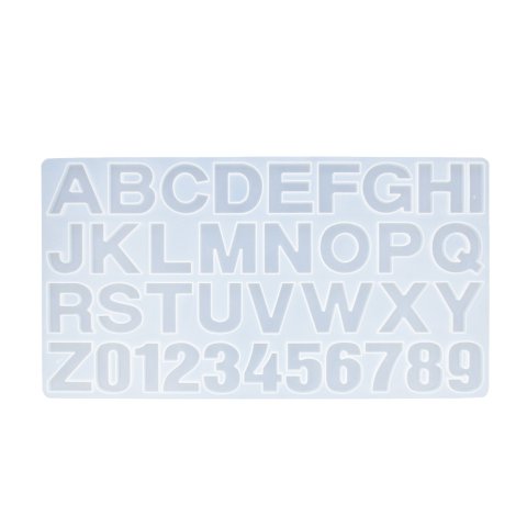 Jesmonite Silikonform Alphanumerisch 40 mm hoch, Großbuchstaben und Zahlen