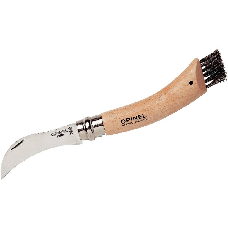 Cuchillo para hongos Opinel, con cepillo de cerdas de jabalí
