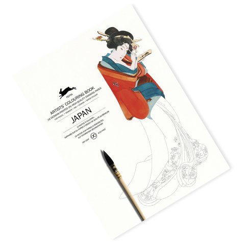Pepin artist colouring book, watercolour paper 25 x 34.5 cm, 180 g/m², 16 motifs, Japan