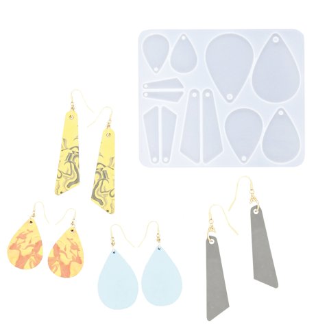 Jesmonite Silikonform Schmuck 35 - 67 mm, 6 Formen, Ohrringe