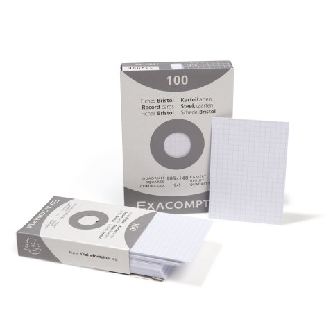 Exacompta file cards, grid style 74 x 105 mm, DIN A7, white, 100 pieces