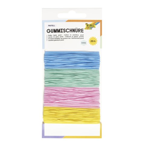 Gummifaden 4 Farben, ø = 1 mm, je l = 5 m, pastell