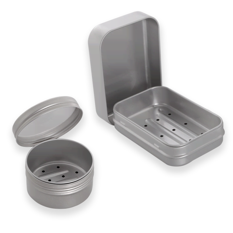 Contenitore per sapone con setaccio di scarico, alluminio