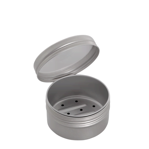 Seifendose mit Ablaufsieb, Aluminium rund, 3-teilig, ø70mm, h=37mm , Schraubverschluss