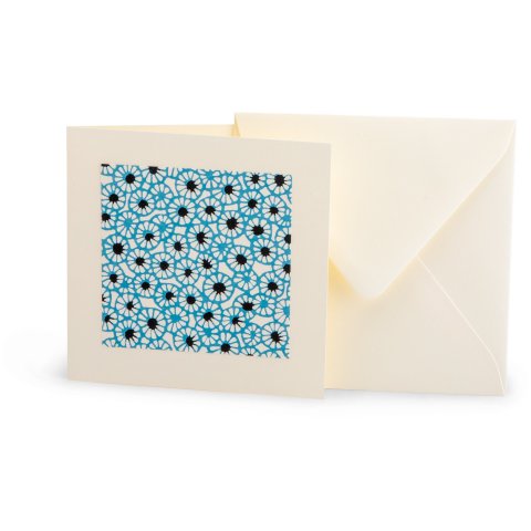 Klappkarte Chiyogami inkl. Kuvert, 125 x 125 mm, Blüten hellblau/weiß