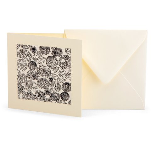 Chiyogami folded card incl. Envelope,125x125mm,Chrysanthemum black/white
