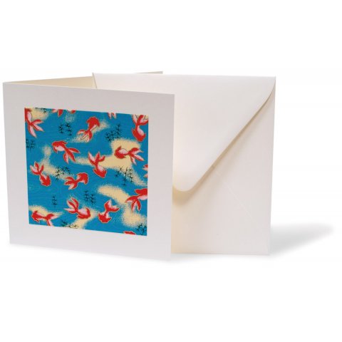 Chiyogami folded card incl. envelope, 125 x 125 mm, goldfish