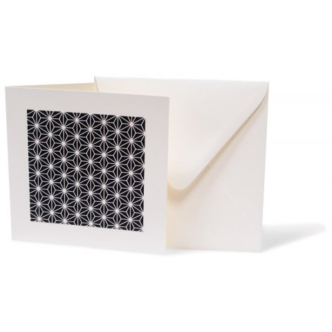 Chiyogami folded card incl. envelope, 125 x 125 mm, crystals, black/whit