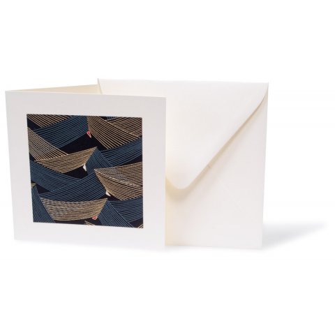Chiyogami folded card incl. envelope, 125 x 125 mm, string patterns, gol